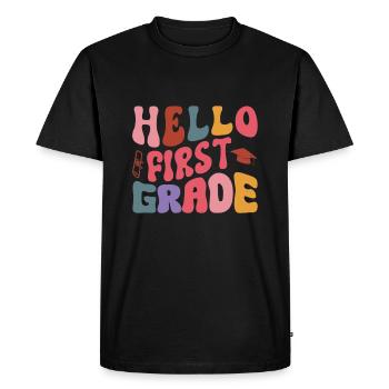 Bonjour 1ère année de rentrée scolaire Premier jour - T-shirt Premium bio Homme - noir - Devant - Nico (187cm)
