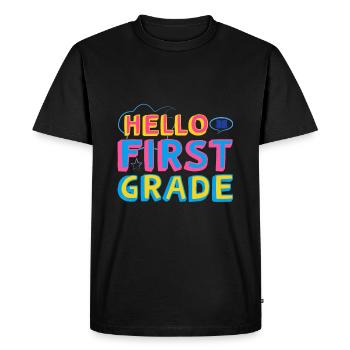 Hello 1st Grade Back To School First Day - Men's Premium Organic T-Shirt - black - Front - Nico (187cm)