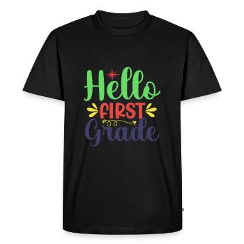 Hello 1st Grade Back To School First Day - Men's Premium Organic T-Shirt - black - Front - Nico (187cm)