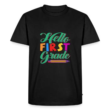 Hello 1st Grade Back To School First Day - Men's Premium Organic T-Shirt - black - Front - Nico (187cm)