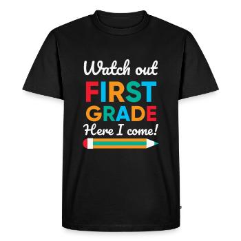 Hello 1st Grade Back To School First Day - Men's Premium Organic T-Shirt - black - Front - Nico (187cm)