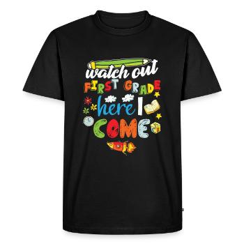 Hello 1st Grade Back To School First Day - Men's Premium Organic T-Shirt - black - Front - Nico (187cm)