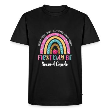 Second Grade Rainbow Girls Boys Teacher Team 2nd - Men's Premium Organic T-Shirt - black - Front - Nico (187cm)