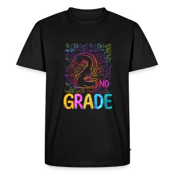 Second Grade Rainbow Girls Boys Teacher Team 2nd - Men's Premium Organic T-Shirt - black - Front - Nico (187cm)