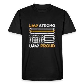 UAW fort UAW Proud Union Pride UAW Laborer - T-shirt Premium bio Homme - noir - Devant - Nico (187cm)