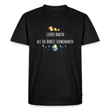Mieux vaut se baigner que nager dans le travail, le travail, le canard - T-shirt Premium bio Homme - noir - Devant - Nico (187cm)