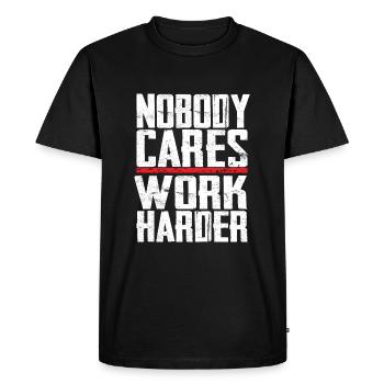 Personne ne se soucie de travailler plus fort - T-shirt Premium bio Homme - noir - Devant - Nico (187cm)