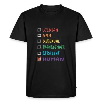 Human Rainbow Colors - Men's Premium Organic T-Shirt - black - Front - Nico (187cm)