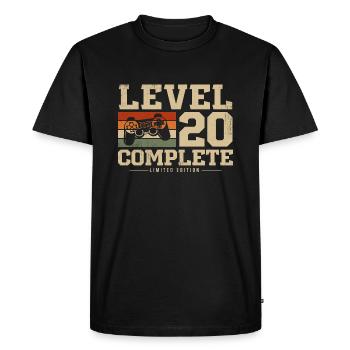 Cadeau 20e anniversaire Niveau 20 Terminé - T-shirt Premium bio Homme - noir - Devant - Nico (187cm)