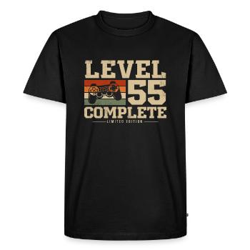 55 Cadeau d’anniversaire Niveau 55 Complet - T-shirt Premium bio Homme - noir - Devant - Nico (187cm)