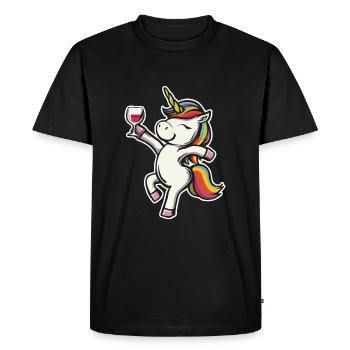 Licorne Alcool Mariage Vin Enterrement de vie de garçon Mariage - T-shirt Premium bio Homme - noir - Devant - Nico (187cm)