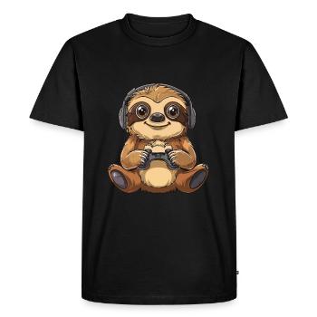 Gamer Sloth Gaming Gaming Gamepad - Men's Premium Organic T-Shirt - black - Front - Nico (187cm)