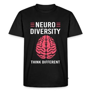 Autisme, Autiste, TDAH, Asperger, Neurodiversité - T-shirt Premium bio Homme - noir - Devant - Nico (187cm)