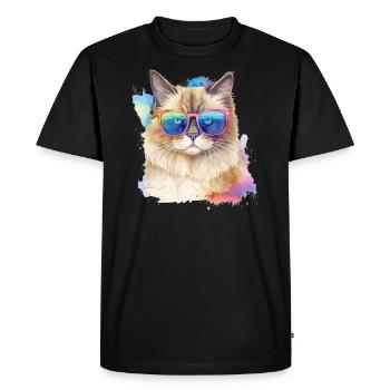 Chat ragdoll coloré cool avec des lunettes de soleil chat - T-shirt Premium bio Homme - noir - Devant - Nico (187cm)