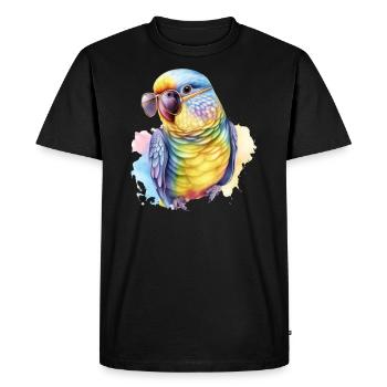 Perruche fraîche colorée avec lunettes de soleil - T-shirt Premium bio Homme - noir - Devant - Nico (187cm)