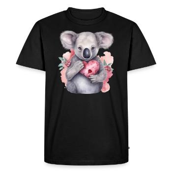 Koala mignon et mignon avec amour de cœur et de fleurs - T-shirt Premium bio Homme - noir - Devant - Nico (187cm)