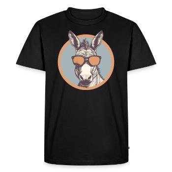 Âne, Lunettes de soleil, Mule, Mule, Steppe - T-shirt Premium bio Homme - noir - Devant - Nico (187cm)