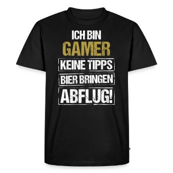 Je suis un joueur - apporte de la bière et décolle - T-shirt Premium bio Homme - noir - Devant - Nico (187cm)