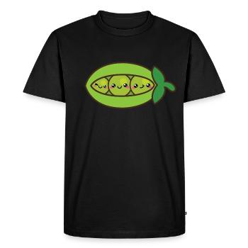 Petits pois souriants Kawaii - T-shirt Premium bio Homme - noir - Devant - Nico (187cm)