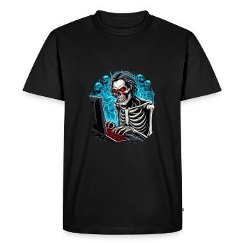 Squelette, joueur en enfer avec des fantômes/démons - T-shirt Premium bio Homme - noir - Devant - Nico (187cm)