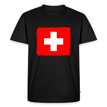 Drapeau de la Suisse Vintage Croix Utilisé Look Suisse - T-shirt Premium bio Homme - noir - Devant - Nico (187cm)