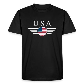 USA Freedom Spirit T-Shirt - Men's Premium Organic T-Shirt - black - Front - Nico (187cm)