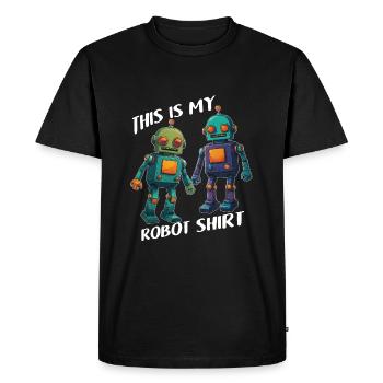 C’est ma chemise de robot deux mignons petits robots - T-shirt Premium bio Homme - noir - Devant - Nico (187cm)