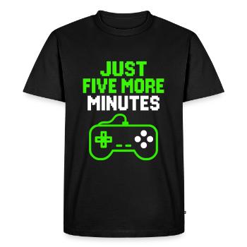 Just Five Minutes Gamer Pixel Design Geek Gaming - Men's Premium Organic T-Shirt - black - Front - Nico (187cm)