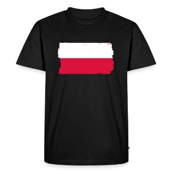 Poland Flag Used Look Polska Polish Flag - Men's Premium Organic T-Shirt - black - Front - Nico (187cm)