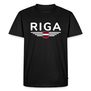 Riga T-Shirt – Capital City Love - Men's Premium Organic T-Shirt - black - Front - Nico (187cm)