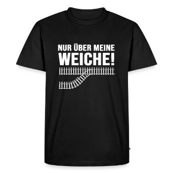 Chemin de fer Locomotive Chemin de fer miniature « Mon aiguillage » - T-shirt Premium bio Homme - noir - Devant - Nico (187cm)