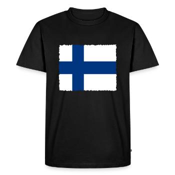 Finland Flag Suomi Finnish Flag Used Look - Men's Premium Organic T-Shirt - black - Front - Nico (187cm)
