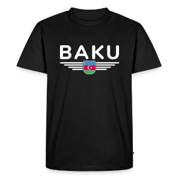 T-Shirt Bakou – Pour les fans de la capitale - T-shirt Premium bio Homme - noir - Devant - Nico (187cm)