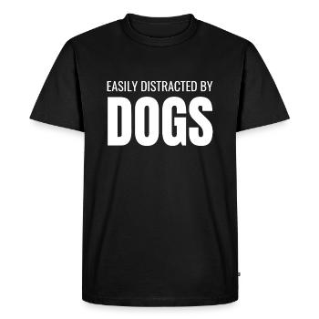 Easily Distracted By Dogs - Funny Dog Lover puns - Men's Premium Organic T-Shirt - black - Front - Nico (187cm)