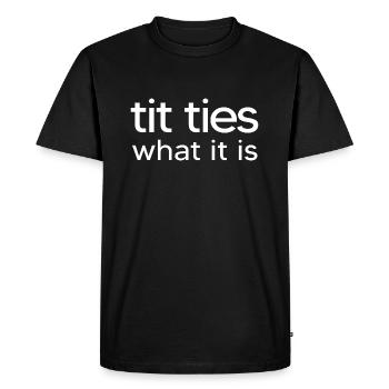 "female" emancipated glitter woman female - Men's Premium Organic T-Shirt - black - Front - Nico (187cm)