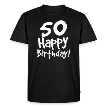 50th birthday - Men's Premium Organic T-Shirt - black - Front - Nico (187cm)