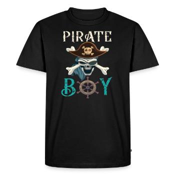 Pirate Skull Pirate Ship Idée cadeau - T-shirt Premium bio Homme - noir - Devant - Nico (187cm)