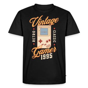 Vintage Gamer 1995, 27 Ans Anniversaire Gamer - T-shirt Premium bio Homme - noir - Devant - Nico (187cm)
