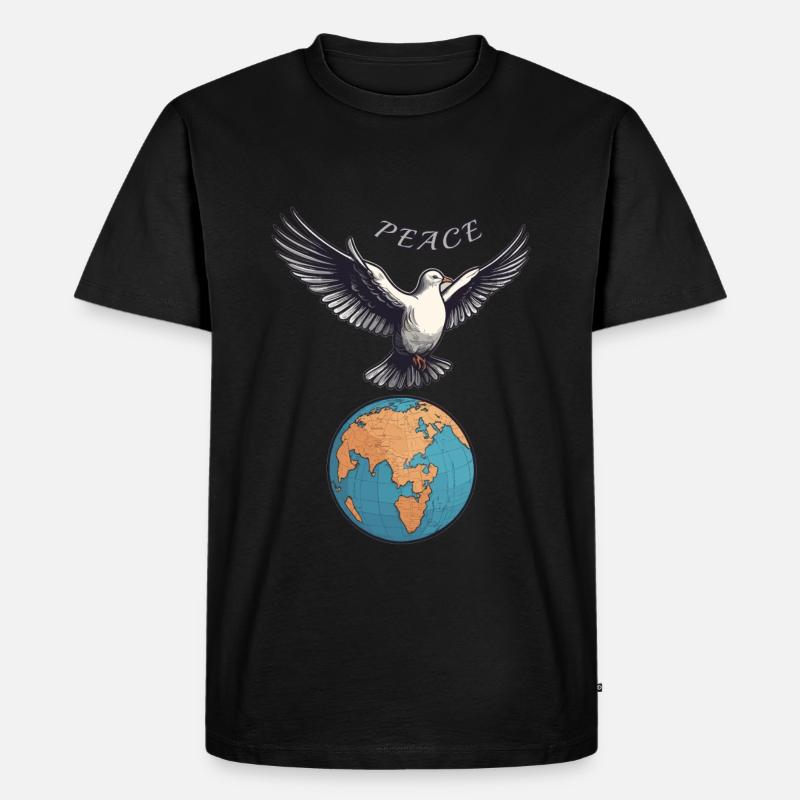 Weltfrieden auf der Erde - Männer Premium Bio T-Shirt - Schwarz