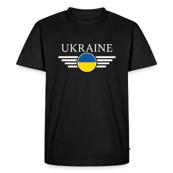 T-shirt Ukraine : Histoire, Nature, Tradition - T-shirt Premium bio Homme - noir - Devant - Nico (187cm)