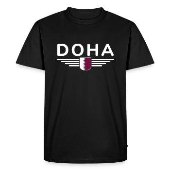 Doha Design – Stylish and Unique - Men's Premium Organic T-Shirt - black - Front - Nico (187cm)