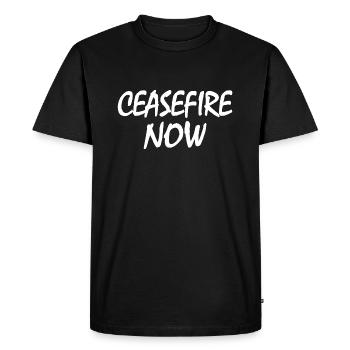 Ceasefire now - Men's Premium Organic T-Shirt - black - Front - Nico (187cm)