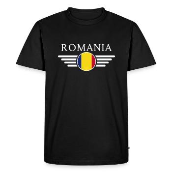 T-Shirt Roumanie : Châteaux, Carpates, Folklore - T-shirt Premium bio Homme - noir - Devant - Nico (187cm)