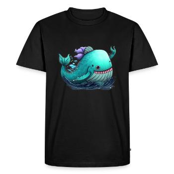 Fantasy Sea Monster Cute Big Sea World Creature - Men's Premium Organic T-Shirt - black - Front - Nico (187cm)
