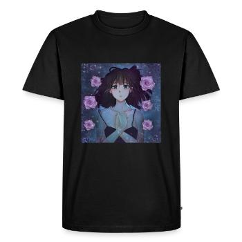 Anime Girl in the Water Between Roses - Artwork - Men's Premium Organic T-Shirt - black - Front - Nico (187cm)