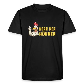 Herr der Hühner - Hühnerhalter und Eiermann Spaß - Männer Premium Bio T-Shirt - Schwarz - Vorne - Nico (187cm)