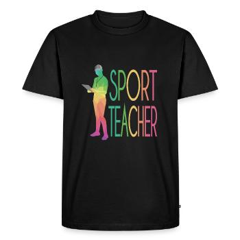 Le prof de l'EPS - T-shirt Premium bio Homme - noir - Devant - Nico (187cm)