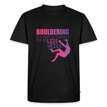Bouldern Escalade parois blocs de roche Polygone - T-shirt Premium bio Homme - noir - Devant - Nico (187cm)