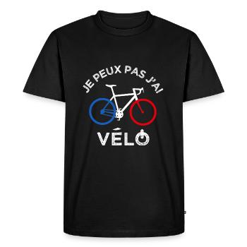 Je peux pas j ai vélo Humour cycliste velo - T-shirt Premium bio Homme - noir - Devant - Nico (187cm)