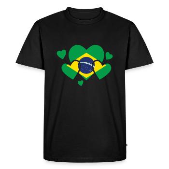 Flag of Brazil Flag of South America - Men's Premium Organic T-Shirt - black - Front - Nico (187cm)